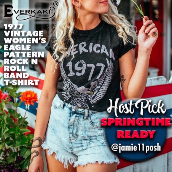 Boutique Tops - 1977 Vintage Women’s Eagle Pattern RocknRoll BandT